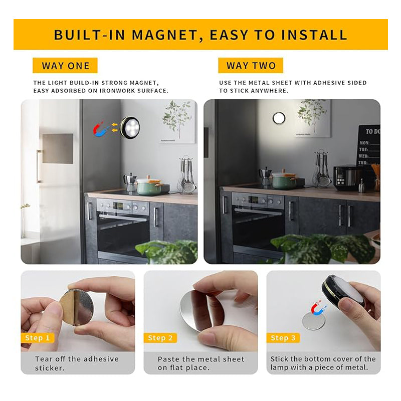 Smart Motion Sensor LED Lights ( 3 Pack ) - Wireless Rechargeable Night Lights.